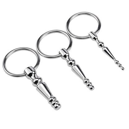 TaRiss's 非貫通式尿道プラグ 尿道ビーズ 尿道ブジー 尿道責め 尿道拡張 4ビーズ リング付き ステンレス製 中級者から上級者対応 - TaRiss's