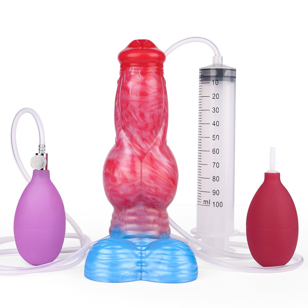 TaRiss's ディルド インフレート式 模擬射精付き 凹凸あり 吸盤付き 液体シリコン - TaRiss's