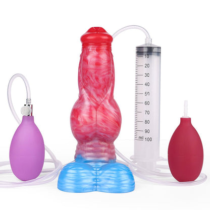 TaRiss's ディルド インフレート式 模擬射精付き 凹凸あり 吸盤付き 液体シリコン - TaRiss's