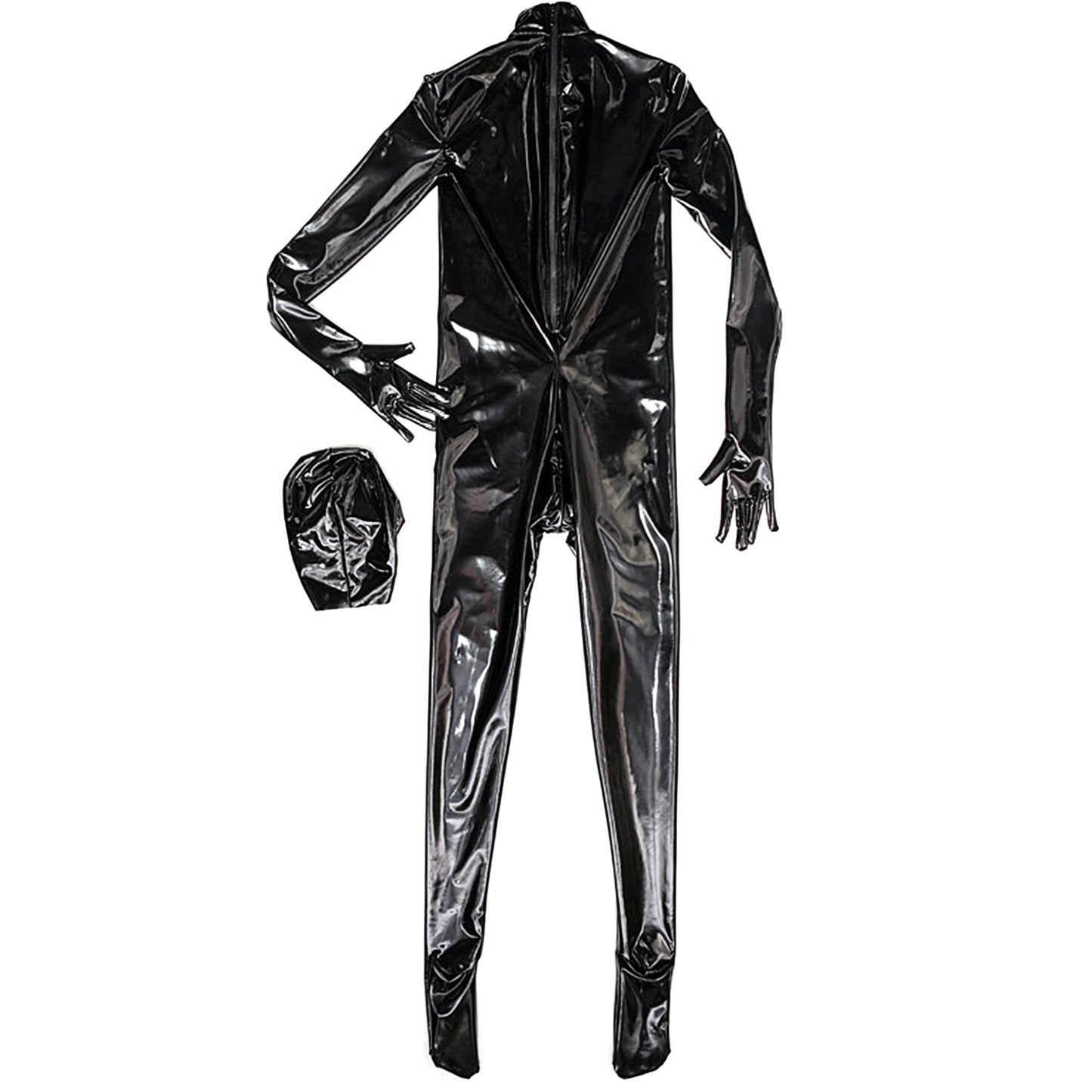 TaRiss's 長袖 キャットスーツ 全身覆うタイプ 取り外し可能 ボディタイツ ジッパー ボディスーツ 男性用 合成ラテックス - TaRiss's