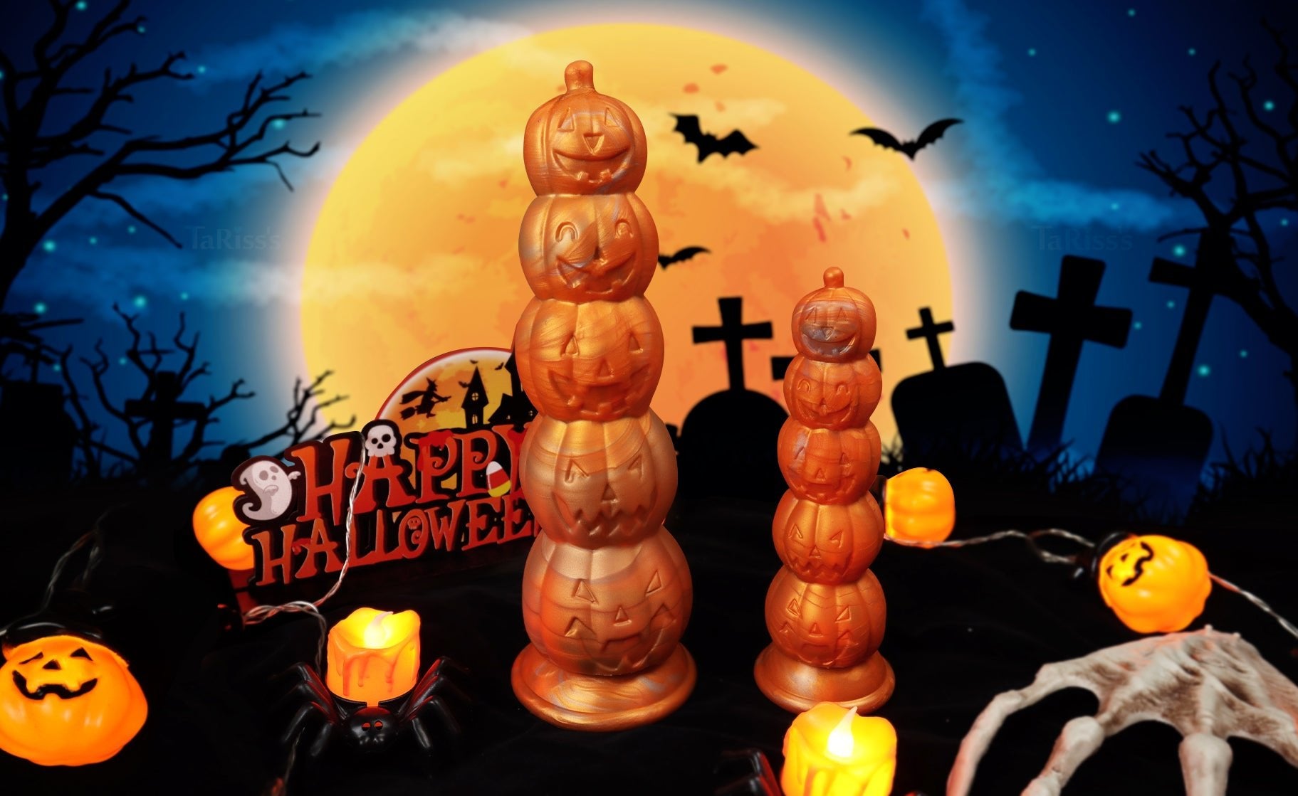 TaRiss's パンプキン アナルビーズ アナルプラグ アナル開発 5ビーズ かぼちゃ形 吸盤仕様 液体シリコン - TaRiss's