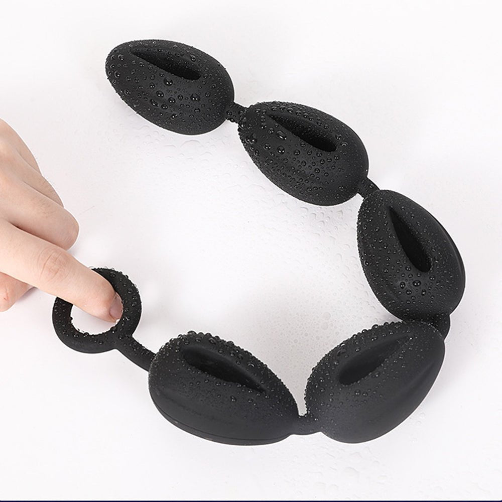 TaRiss's アナルビーズ アナルプラグ アナル開発 5ビーズ 水滴形 リング付き 中空式 多種用途 シリコン - TaRiss's