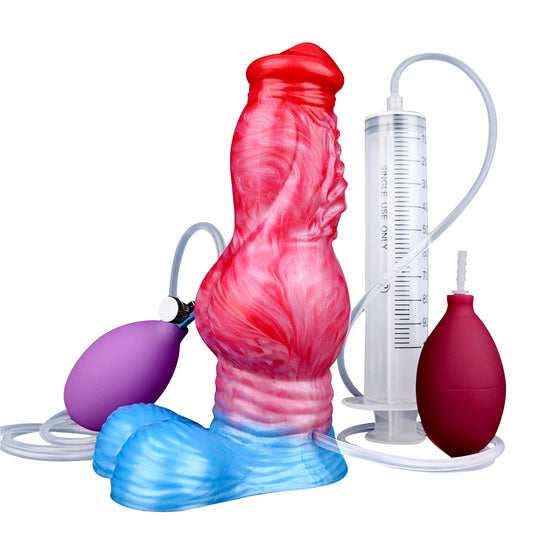 TaRiss's ディルド インフレート式 模擬射精付き 凹凸あり 吸盤付き 液体シリコン - TaRiss's