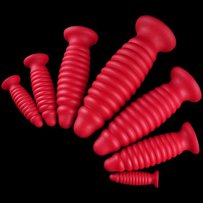 TaRiss's アナルプラグ ネジ山形 凹凸あり 吸盤付き 液体シリコン - TaRiss's