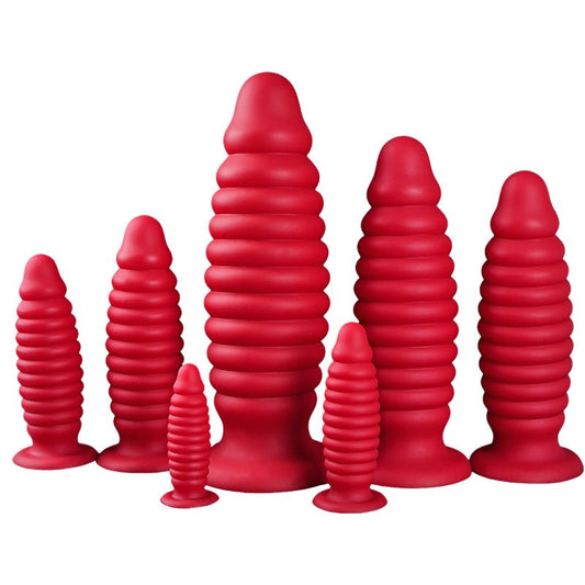 TaRiss's アナルプラグ ネジ山形 凹凸あり 吸盤付き 液体シリコン - TaRiss's