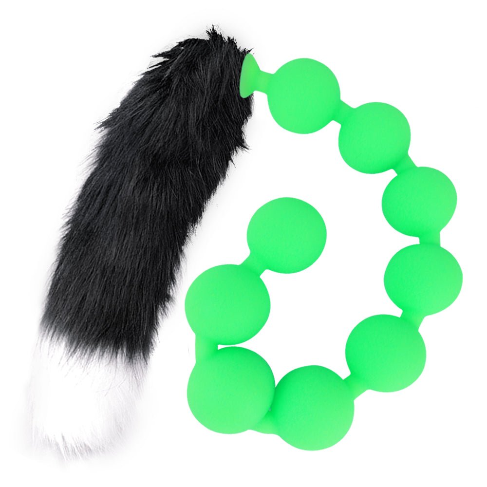 TaRiss's 2点セット アナルビーズ アナルプラグ 尻尾付き 9ビーズ 夜光 取り外し可 - TaRiss's